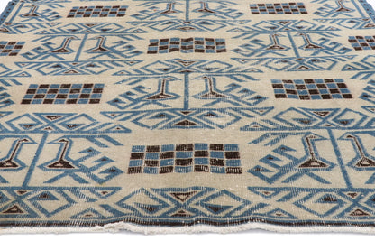 5 x 8 - Blue Vintage Turkish Sivas Rug - 52605