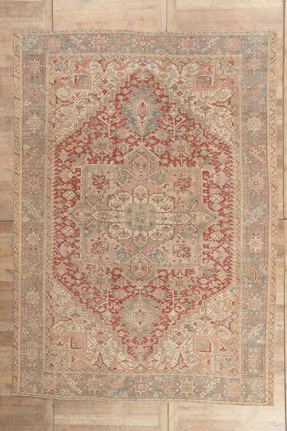 9 x 13 - Red Antique Turkish Heriz Rug - 52634
