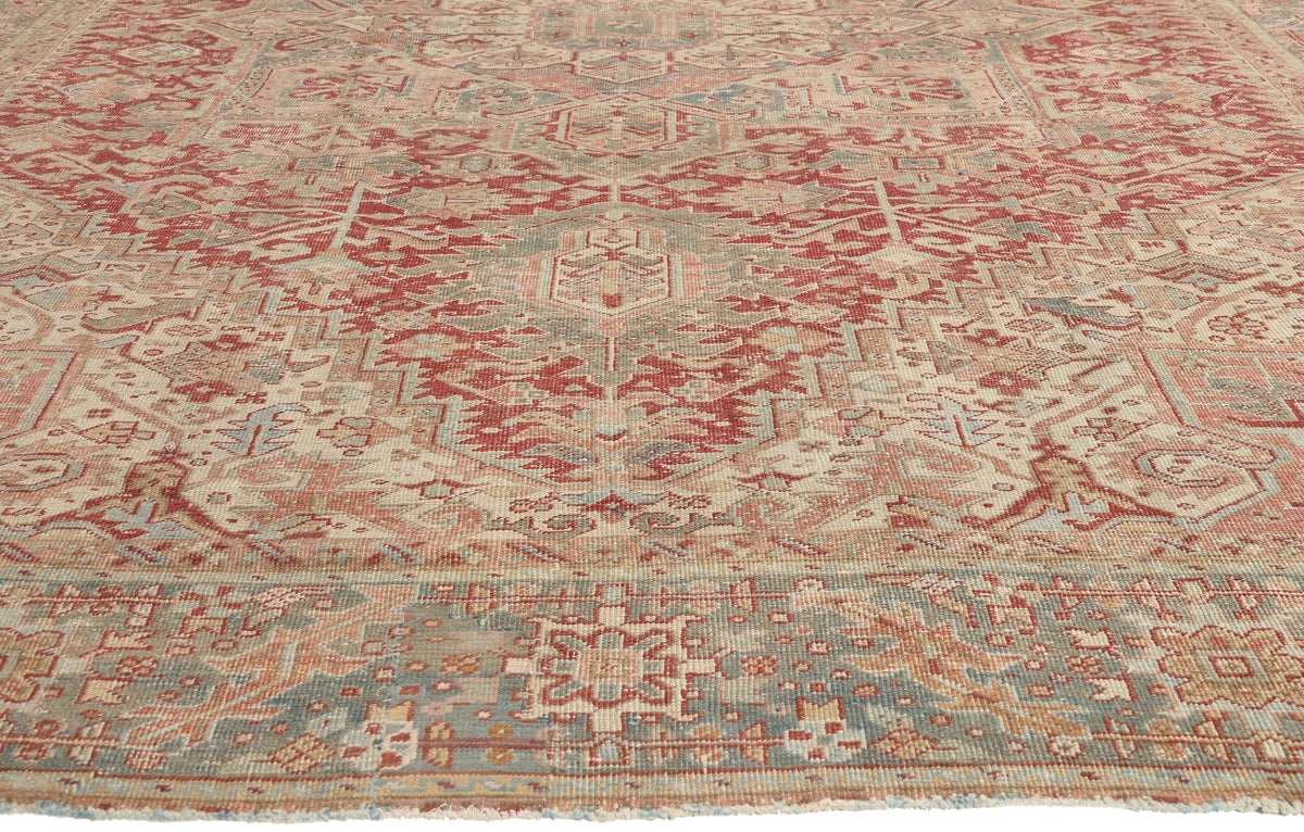 9 x 13 - Red Antique Turkish Heriz Rug - 52634