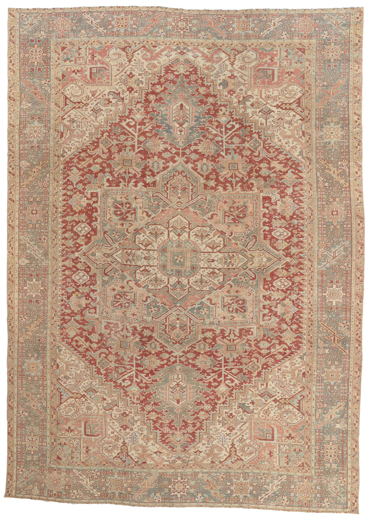 9 x 13 - Red Antique Turkish Heriz Rug - 52634
