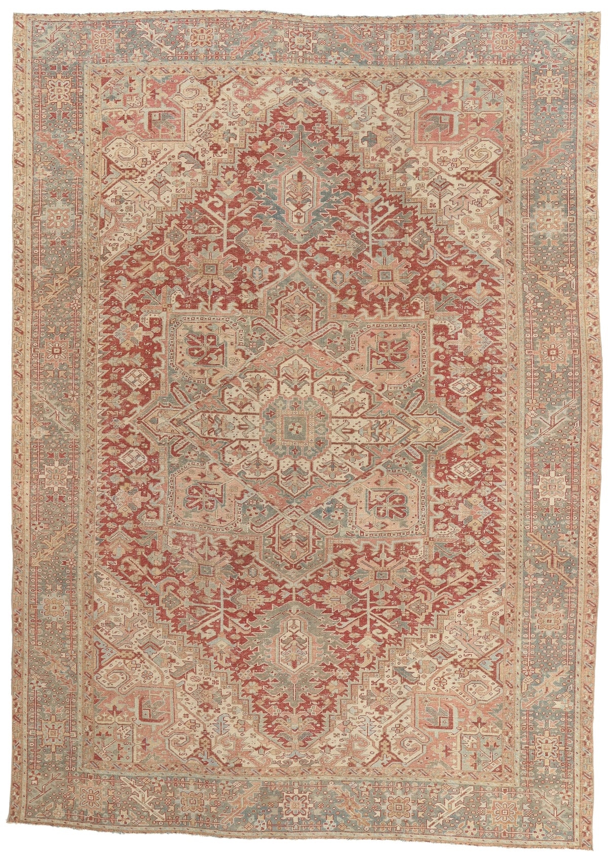 9 x 13 - Red Antique Turkish Heriz Rug - 52634