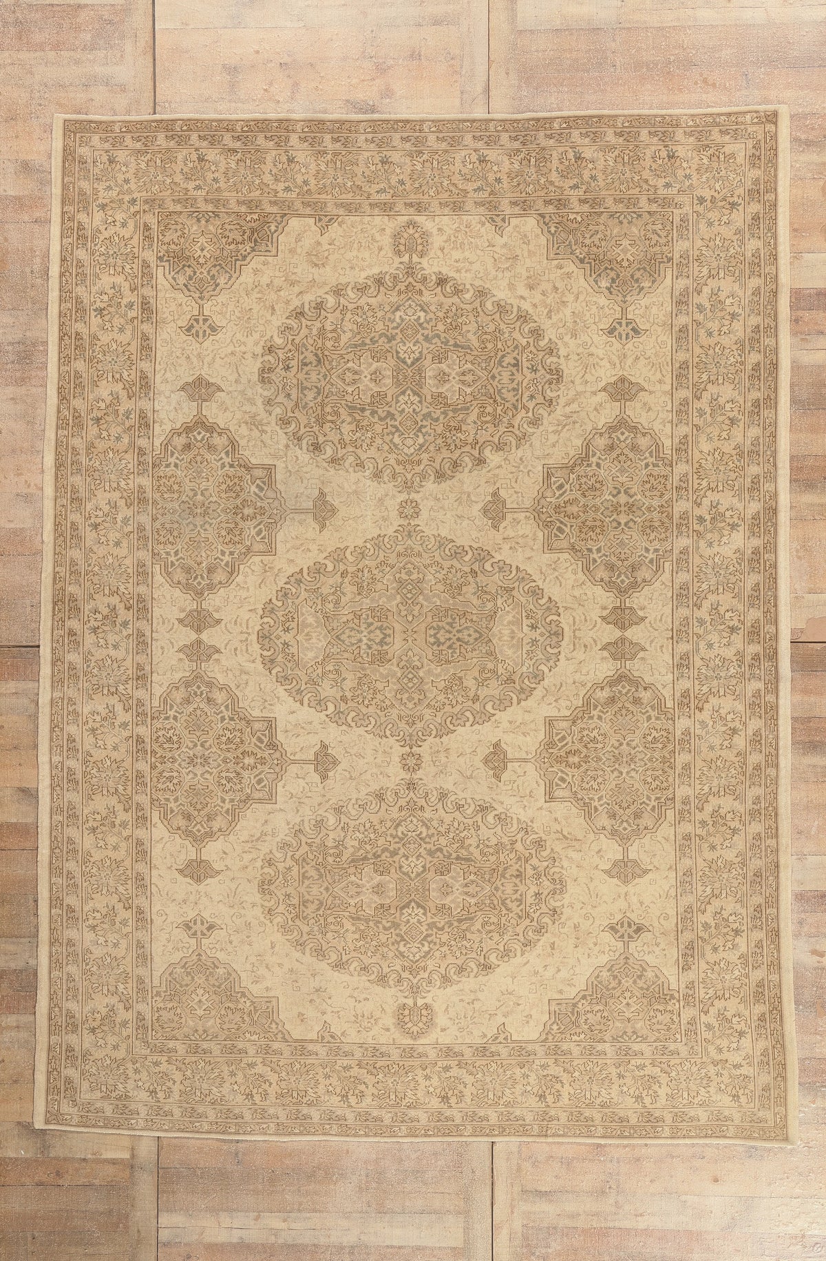 9 x 12 - Beige Vintage Turkish Sivas Rug - 52652