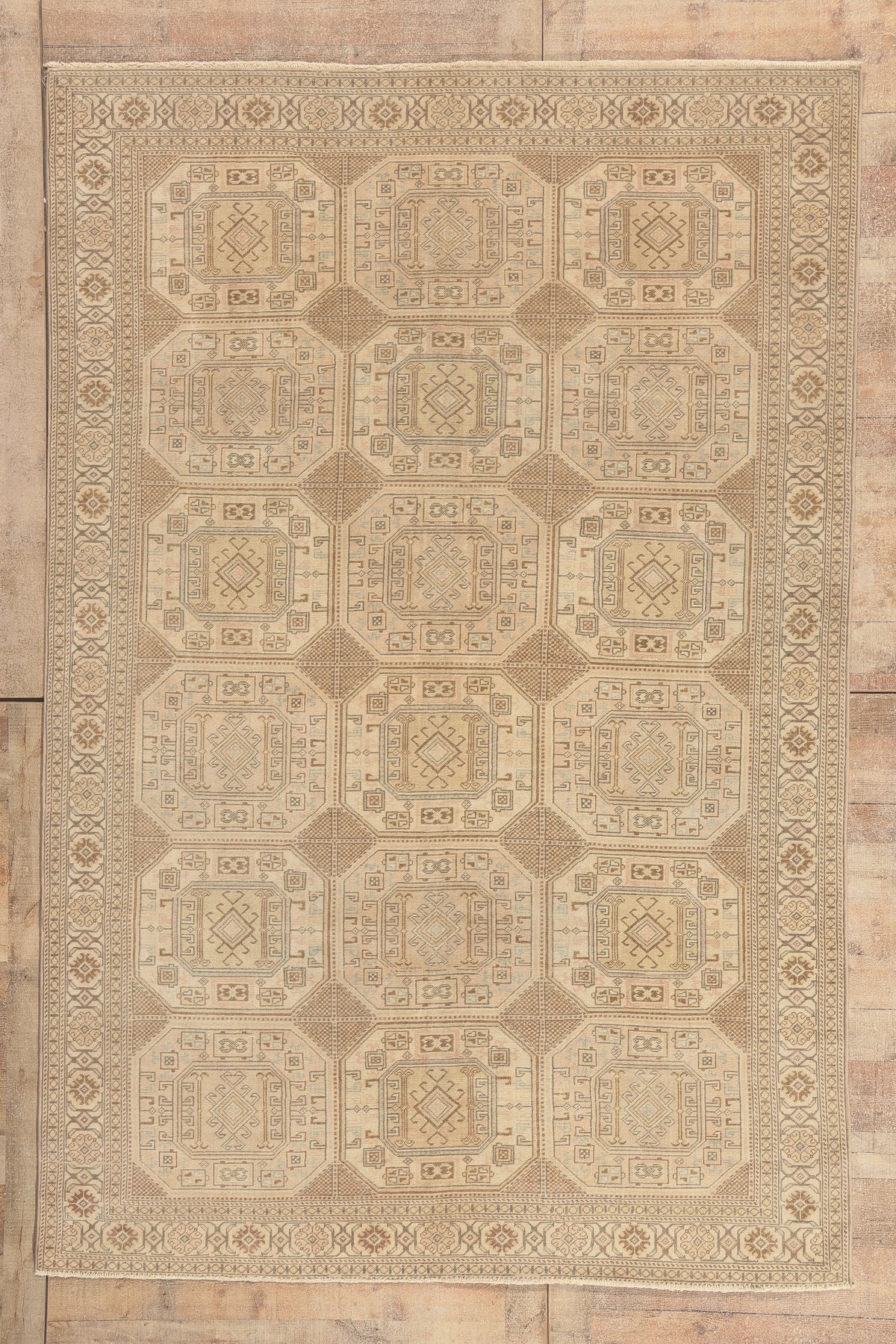 7 x 10 - Beige Vintage Turkish Sivas Rug - 52658