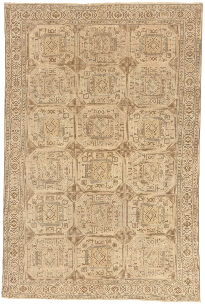 7 x 10 - Beige Vintage Turkish Sivas Rug - 52658