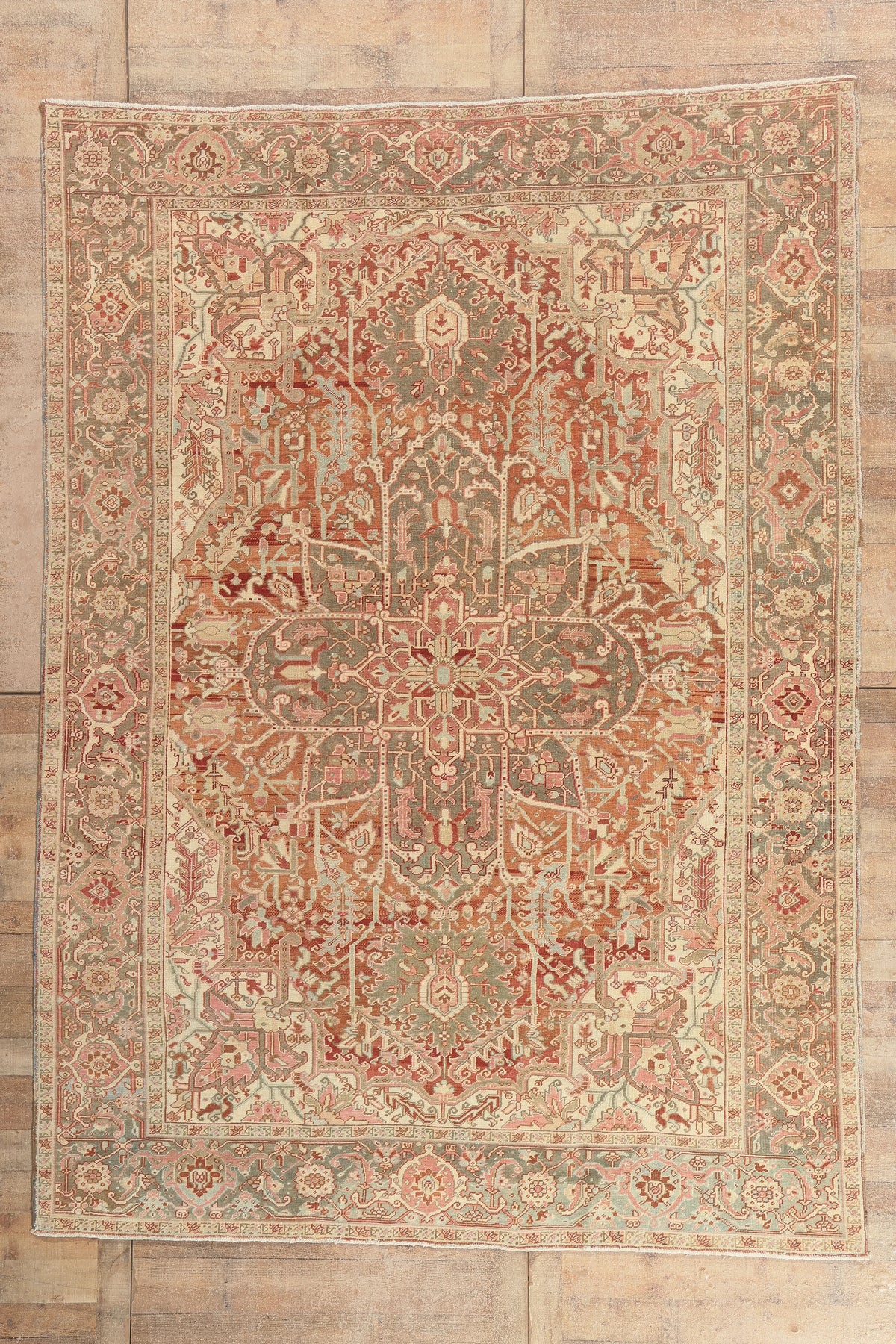 8 x 11 - Rust Antique Turkish Heriz Rug - 52667
