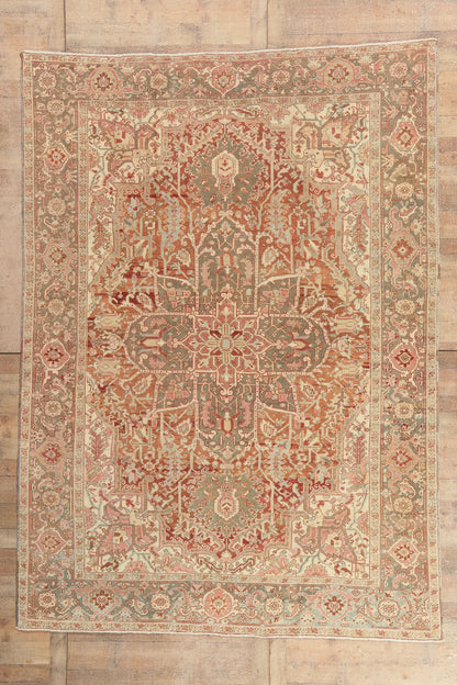 8 x 11 - Rust Antique Turkish Heriz Rug - 52667