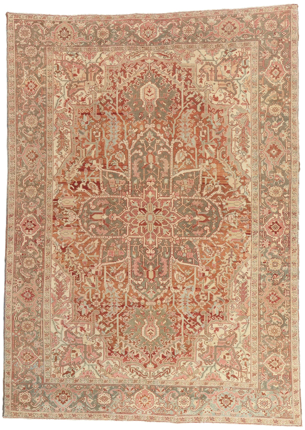8 x 11 - Rust Antique Turkish Heriz Rug - 52667