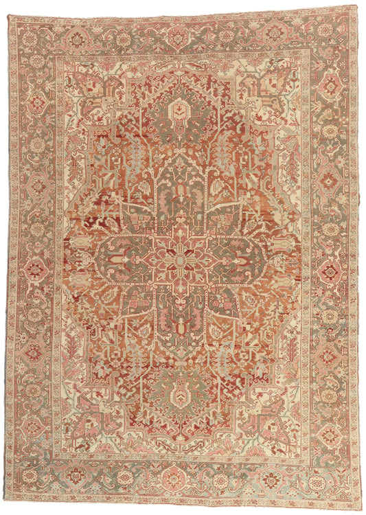 8 x 11 - Rust Antique Turkish Heriz Rug - 52667