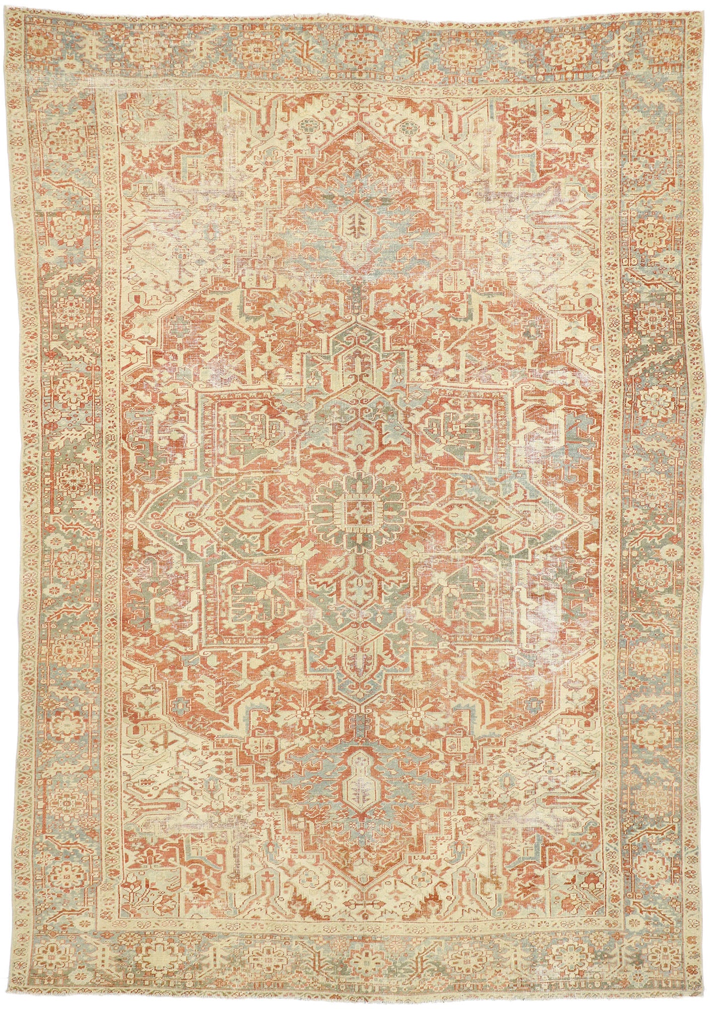 8 x 12 - Rust Antique Turkish Heriz Rug - 52668