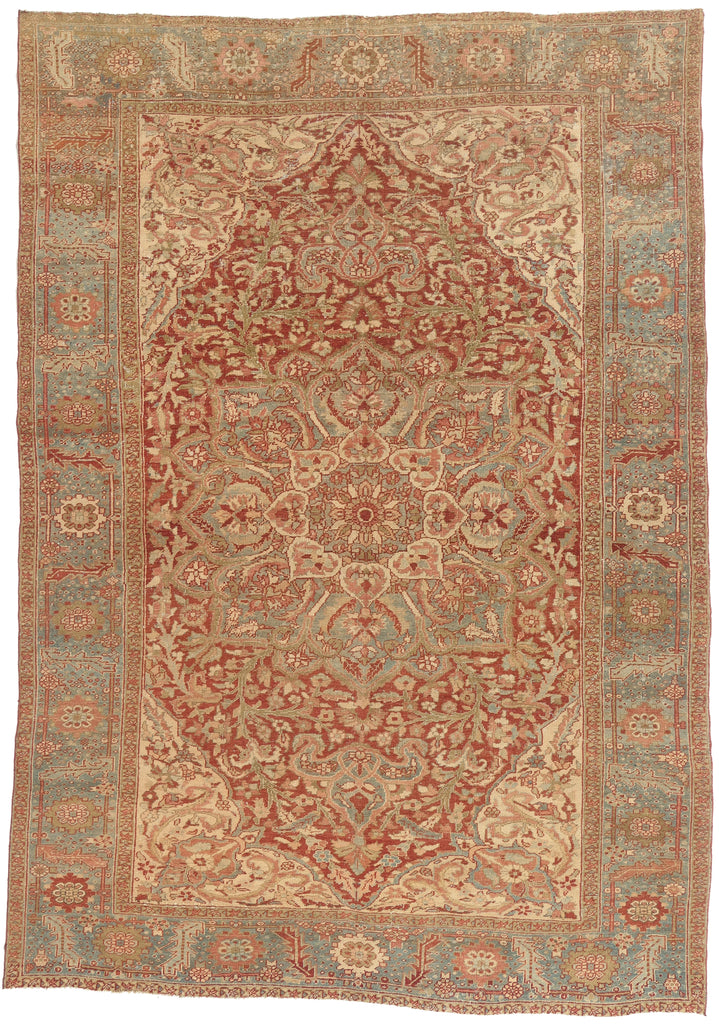8 x 11 - Red Antique Turkish Heriz Rug - 52670