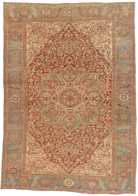 8 x 11 - Red Antique Turkish Heriz Rug - 52670