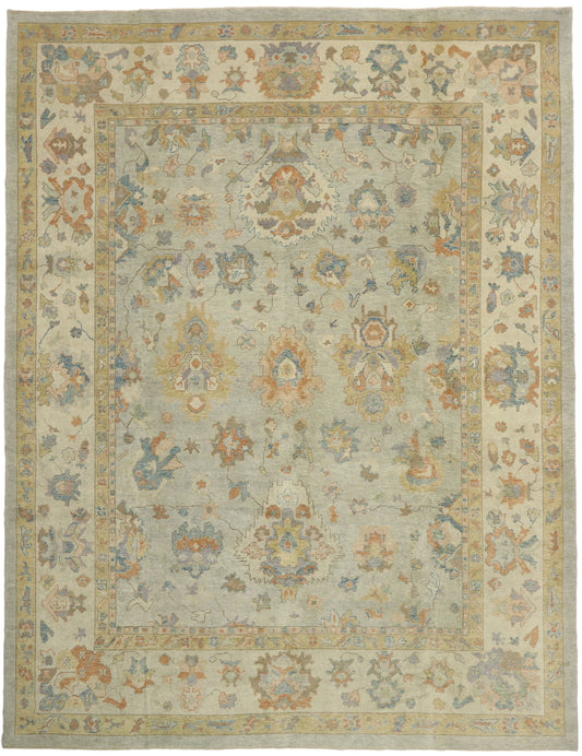 12 x 16 - Blue Turkish Oushak Rug - 52733