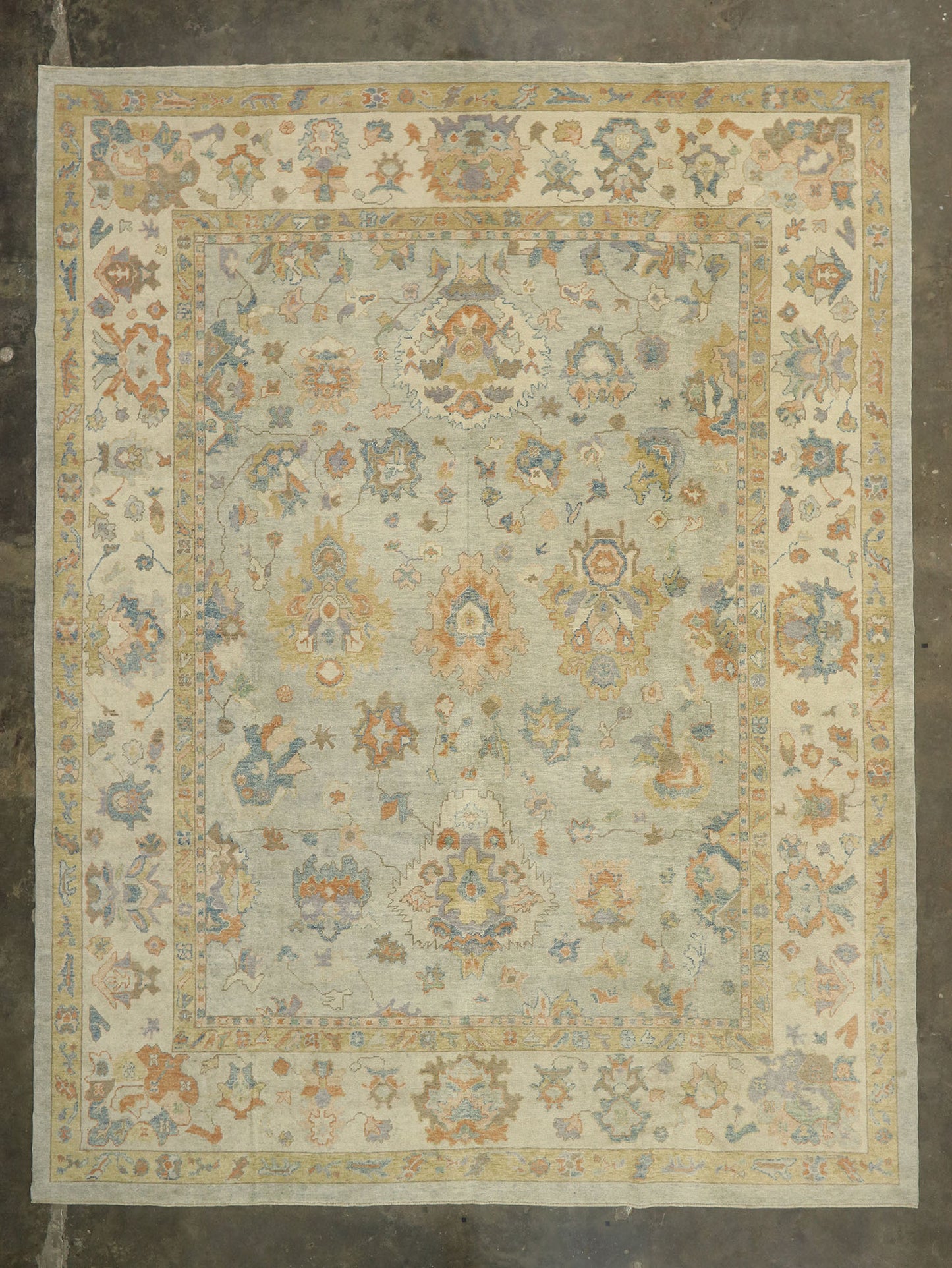 12 x 16 - Blue Turkish Oushak Rug - 52733