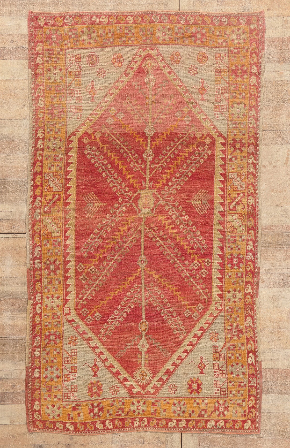 5 x 9 - Red Vintage Turkish Oushak Rug - 52752