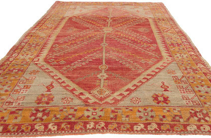 5 x 9 - Red Vintage Turkish Oushak Rug - 52752