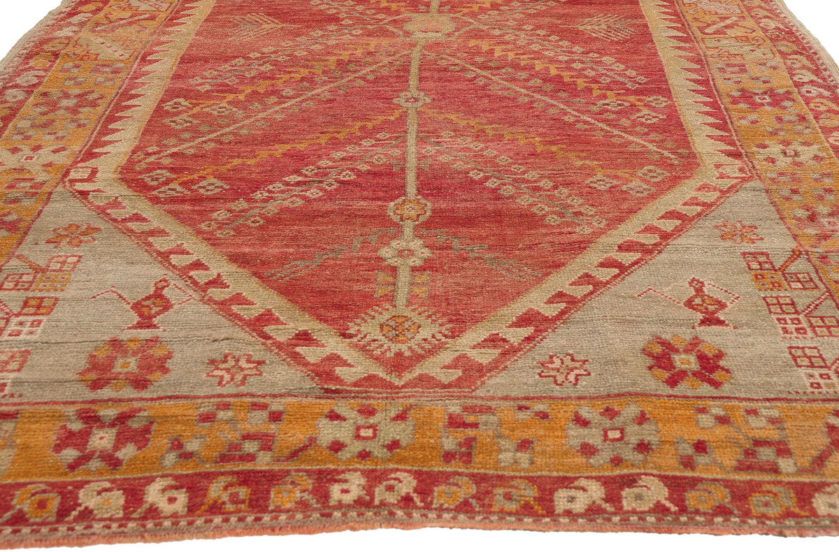 5 x 9 - Red Vintage Turkish Oushak Rug - 52752