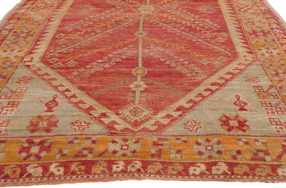 5 x 9 - Red Vintage Turkish Oushak Rug - 52752