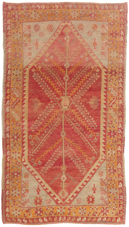 5 x 9 - Red Vintage Turkish Oushak Rug - 52752