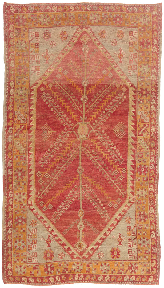 5 x 9 - Red Vintage Turkish Oushak Rug - 52752