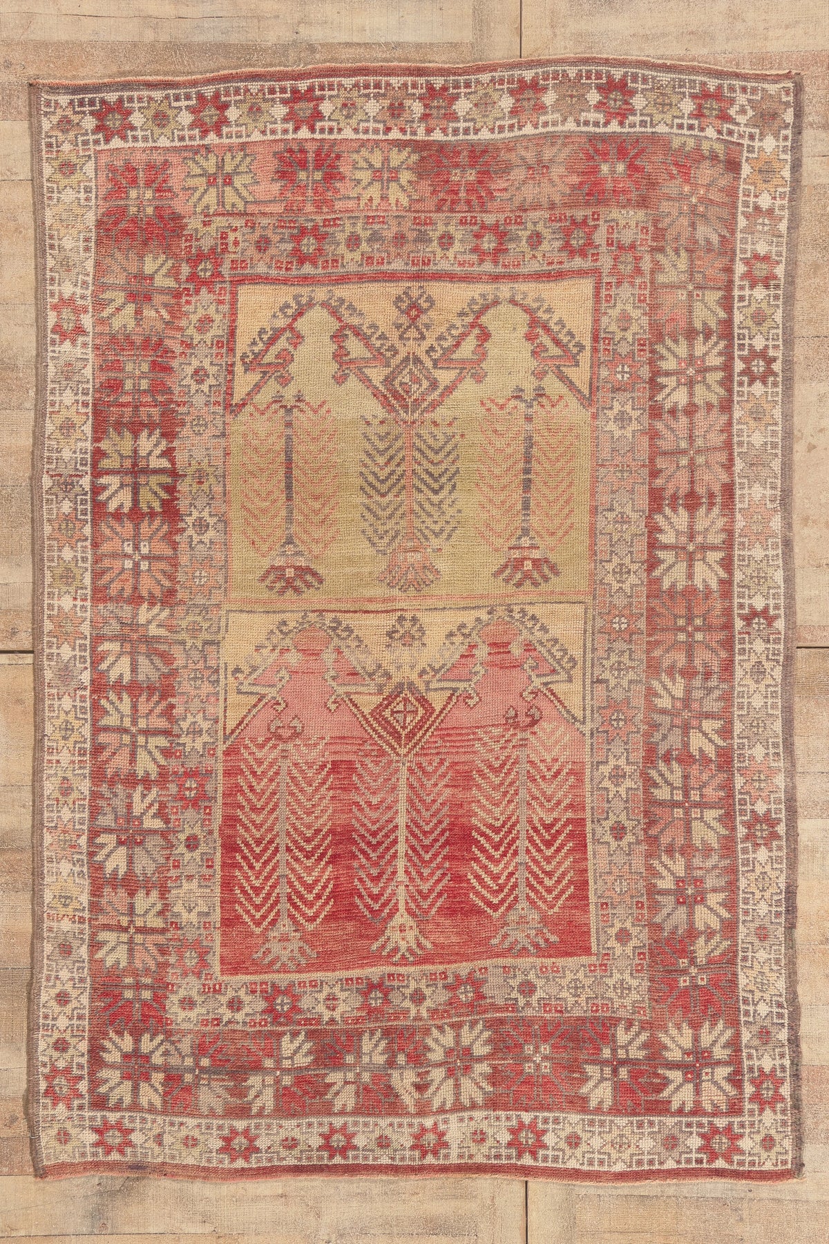 5 x 7 - Red Vintage Turkish Oushak Rug - 52755