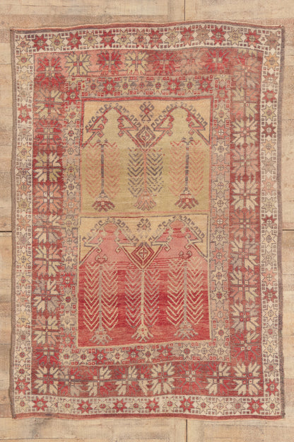 5 x 7 - Red Vintage Turkish Oushak Rug - 52755