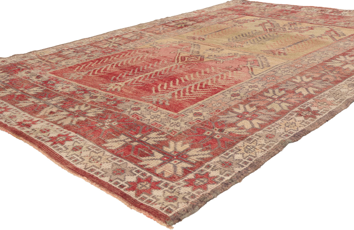 5 x 7 - Red Vintage Turkish Oushak Rug - 52755