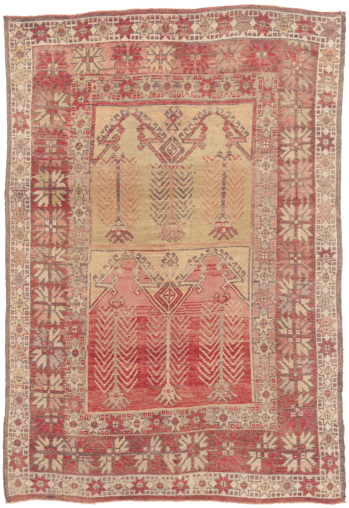 5 x 7 - Red Vintage Turkish Oushak Rug - 52755