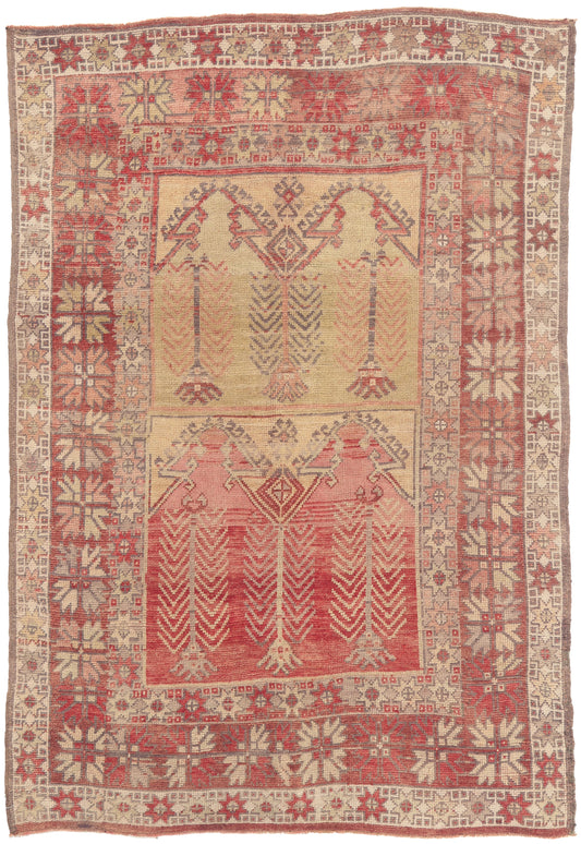 5 x 7 - Red Vintage Turkish Oushak Rug - 52755