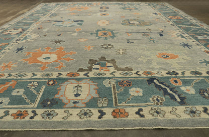 12 x 16 - Blue Turkish Oushak Rug - 52812