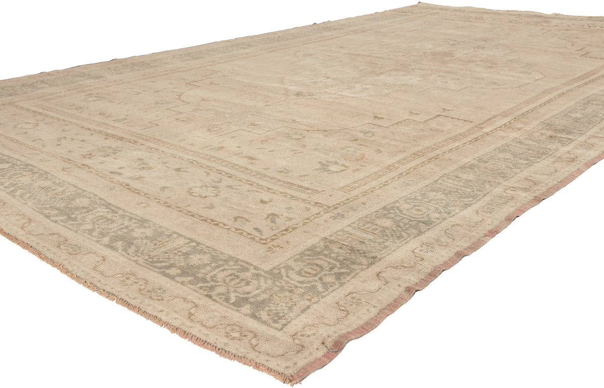 7 x 14 - Tan Vintage Turkish Oushak Rug - 52833
