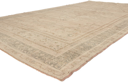 7 x 14 - Tan Vintage Turkish Oushak Rug - 52833