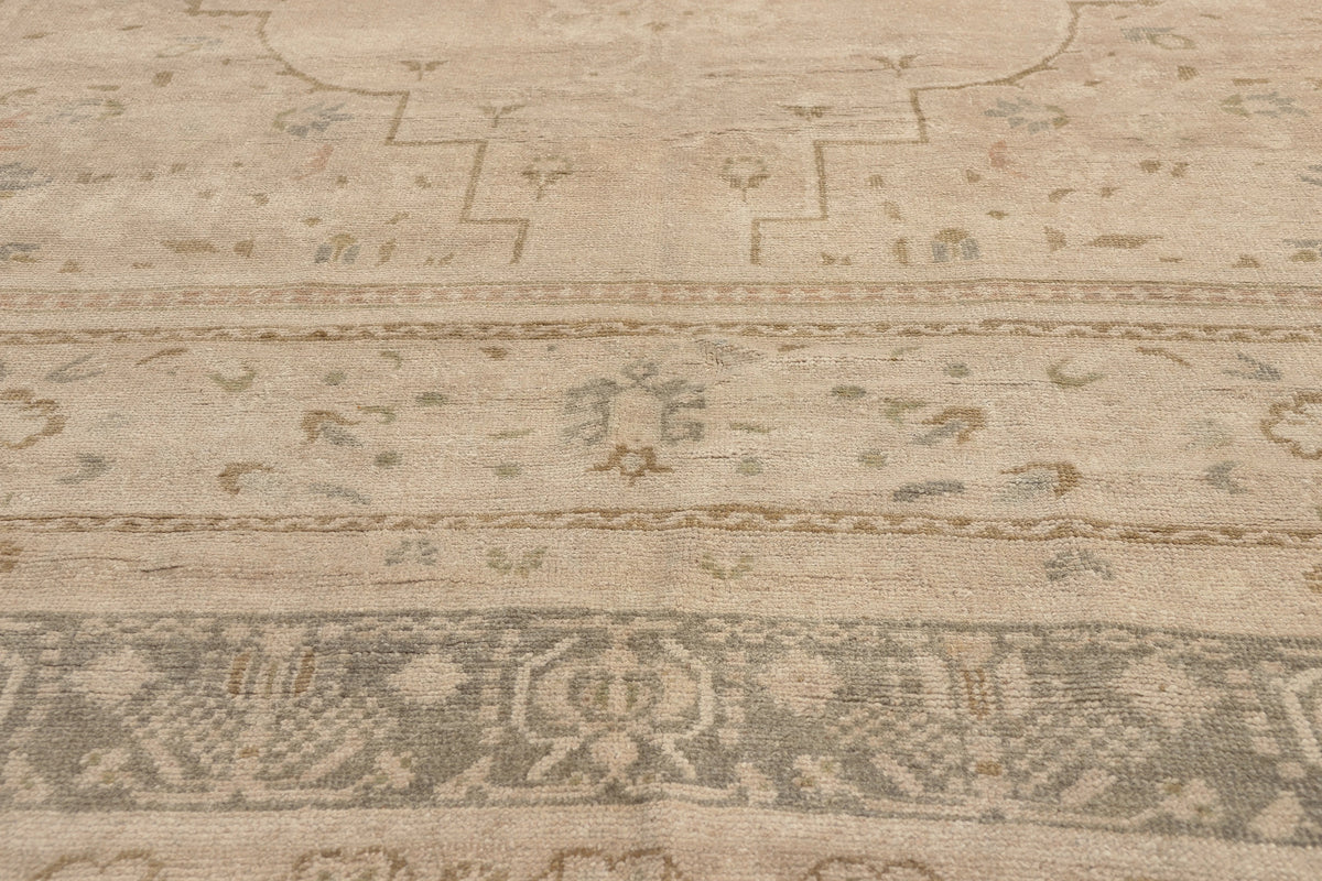 7 x 14 - Tan Vintage Turkish Oushak Rug - 52833