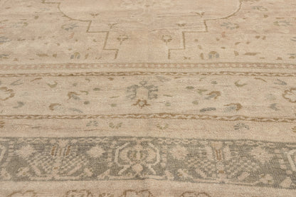 7 x 14 - Tan Vintage Turkish Oushak Rug - 52833