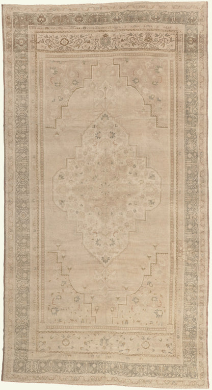 7 x 14 - Tan Vintage Turkish Oushak Rug - 52833