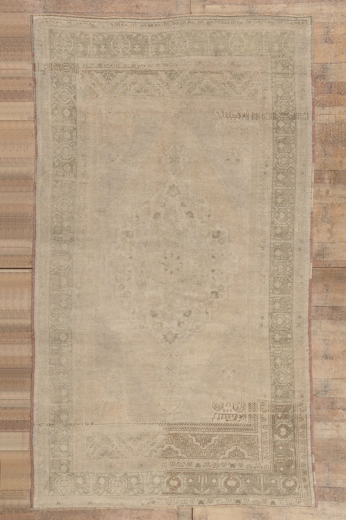 6 x 11 - Tan Vintage Turkish Oushak Rug - 52834