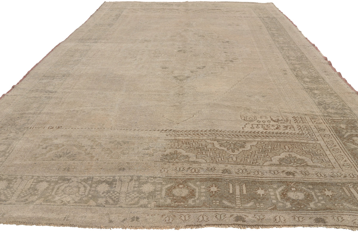 6 x 11 - Tan Vintage Turkish Oushak Rug - 52834