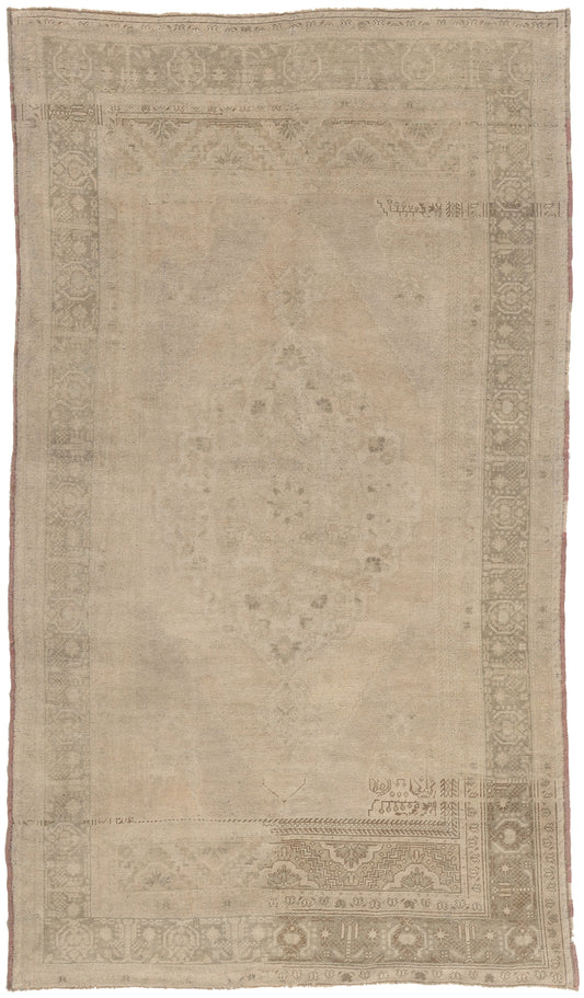 6 x 11 - Tan Vintage Turkish Oushak Rug - 52834