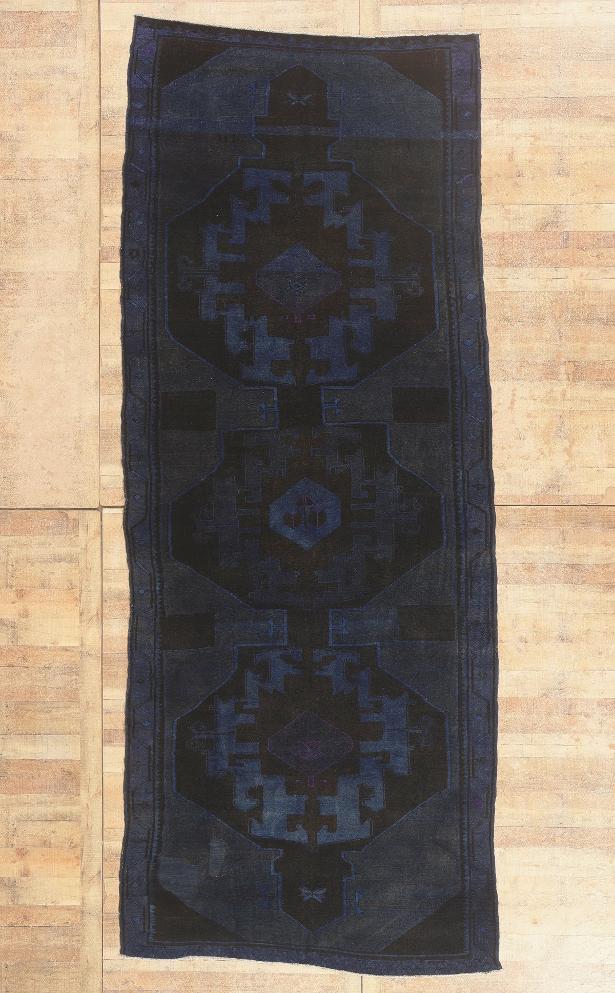 6 x 14 - Navy Blue Vintage Turkish Overdyed Rug - 52841
