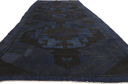 6 x 14 - Navy Blue Vintage Turkish Overdyed Rug - 52841