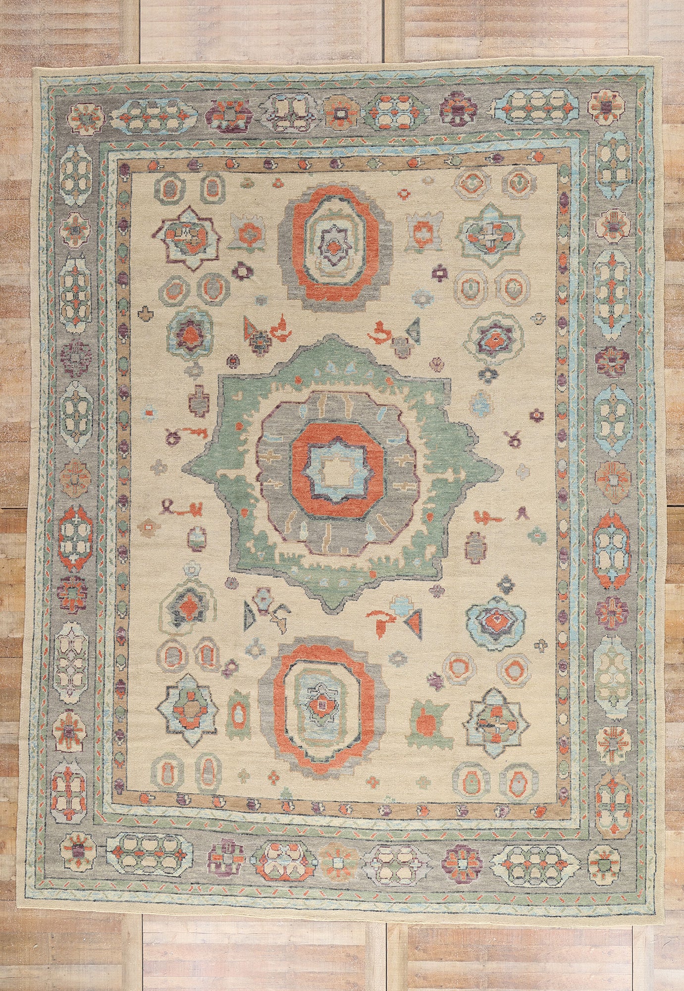 11 x 14 - Ivory Turkish Oushak Rug - 52880