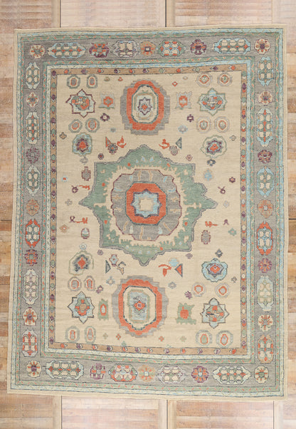 11 x 14 - Ivory Turkish Oushak Rug - 52880
