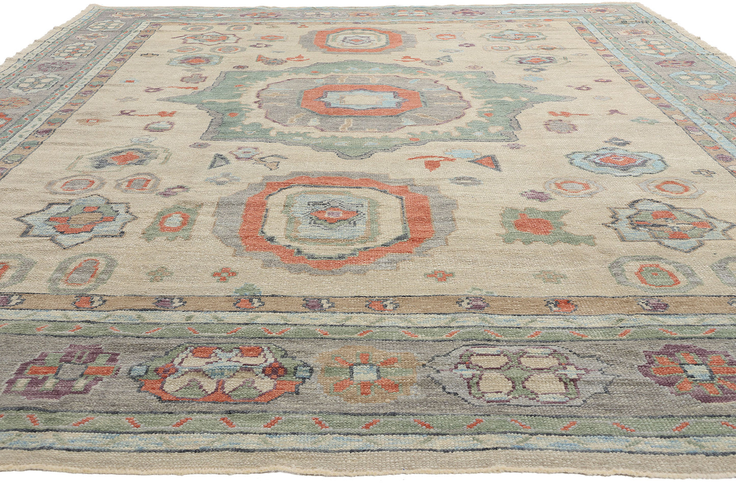 11 x 14 - Ivory Turkish Oushak Rug - 52880
