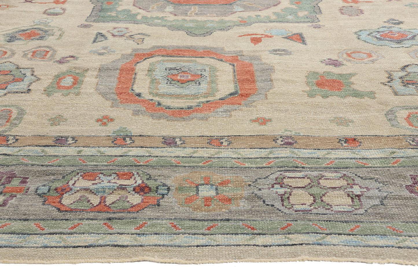11 x 14 - Ivory Turkish Oushak Rug - 52880