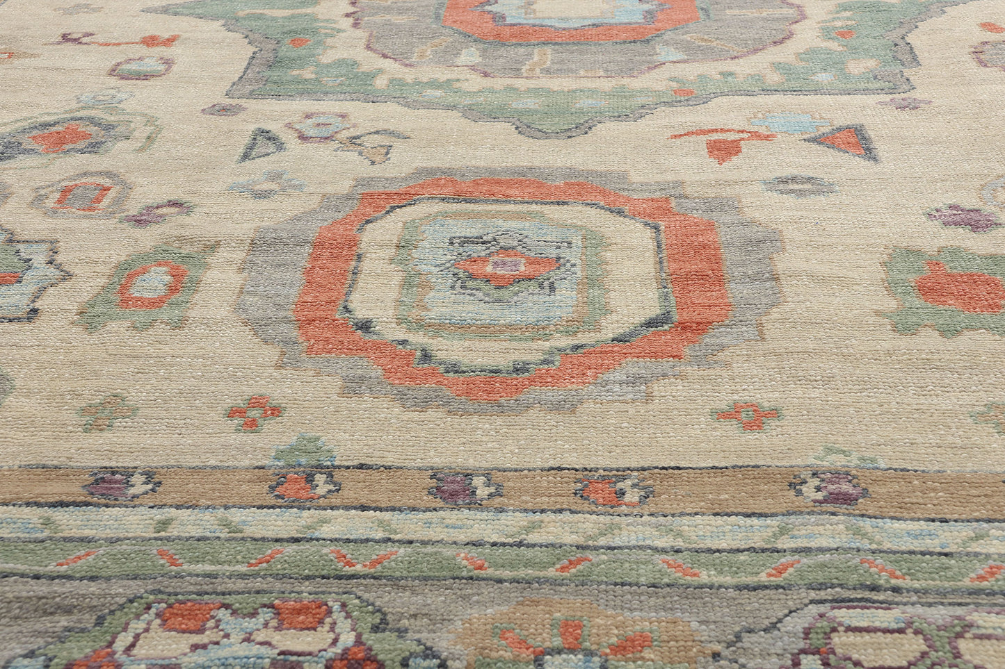 11 x 14 - Ivory Turkish Oushak Rug - 52880