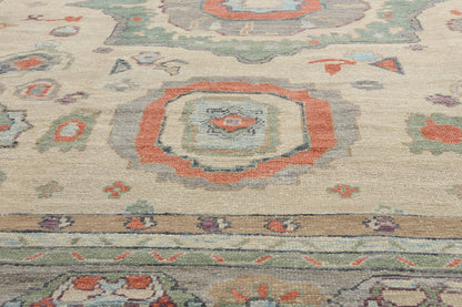 11 x 14 - Ivory Turkish Oushak Rug - 52880