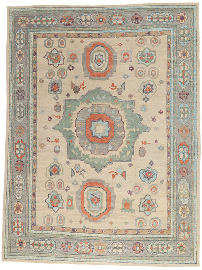 11 x 14 - Ivory Turkish Oushak Rug - 52880