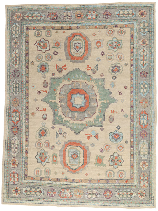 11 x 14 - Ivory Turkish Oushak Rug - 52880