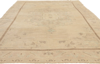 6 x 8 Beige Vintage Turkish Oushak Rug 52960