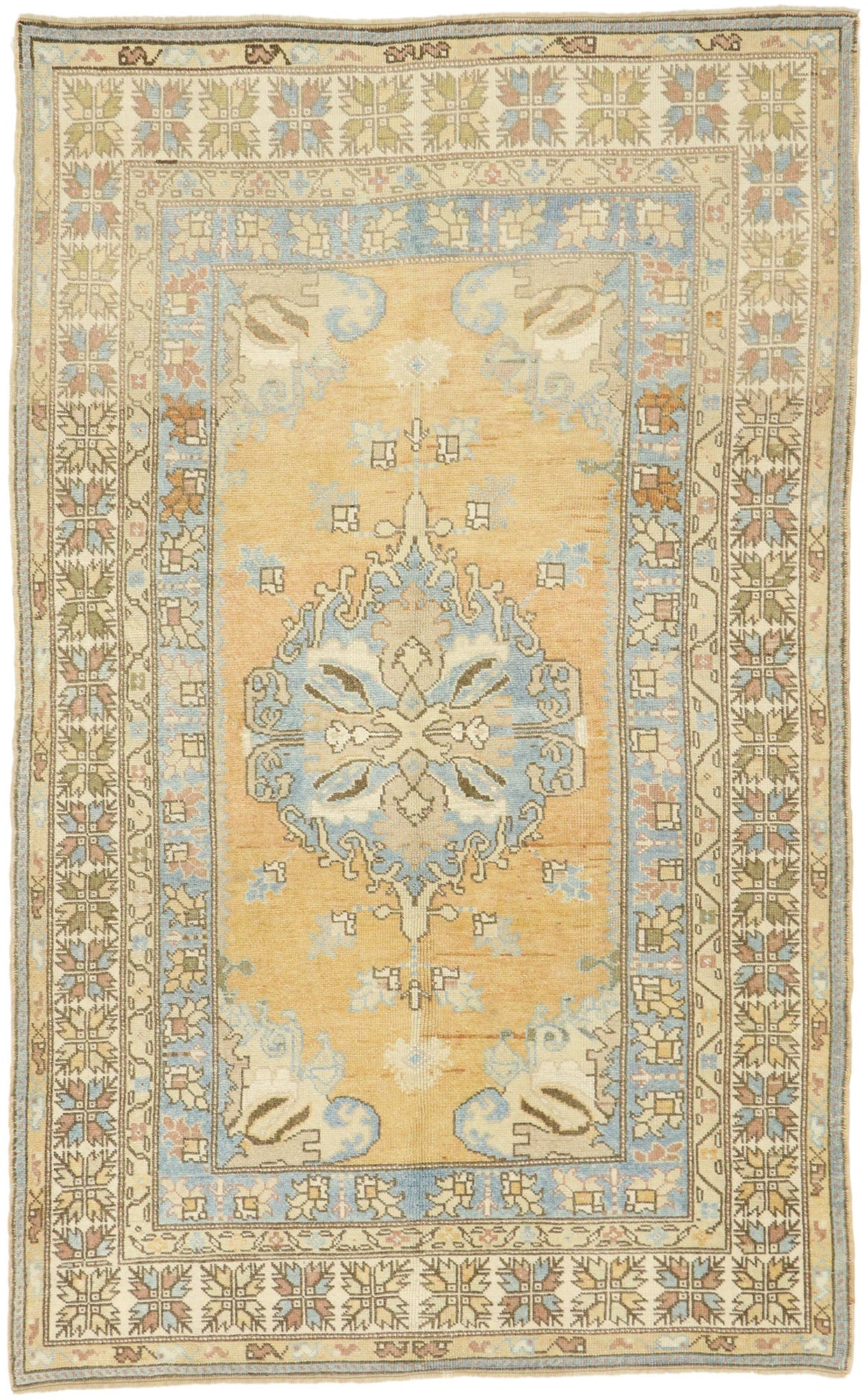 5 x 7 - Orange Vintage Turkish Oushak Rug - 52966
