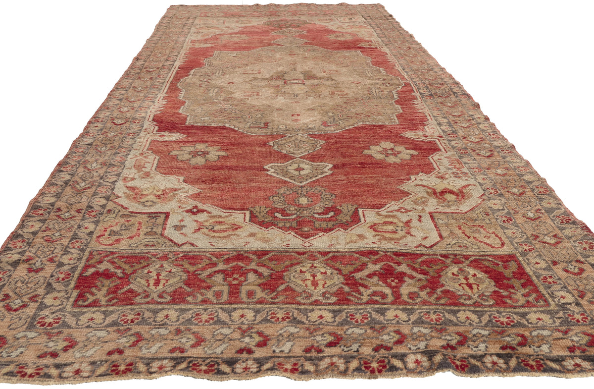 5 x 11 - Red Vintage Turkish Oushak Rug - 52980